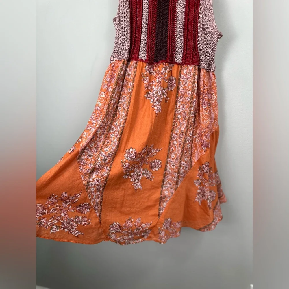 Free People Katie’s Mini Crochet Dress Red Orange Size Small